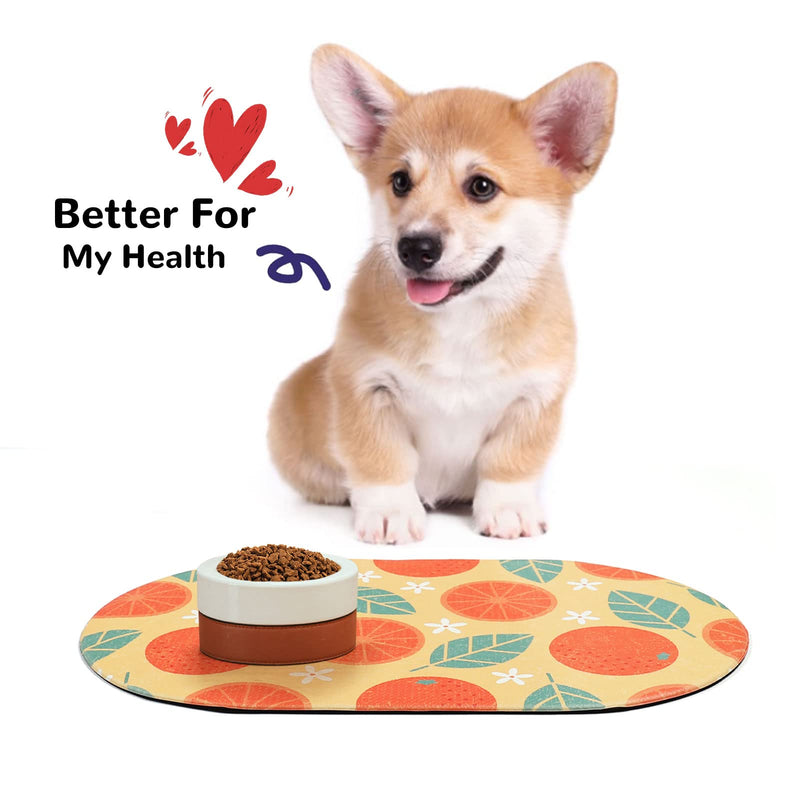 HACHIKITTY Cat Food Mat Dog Feeding Mat for Floor Pet Feeding Mat Waterproof Dog Water Mat Dog Bowl Mats for Food Water Orange - BeesActive Australia