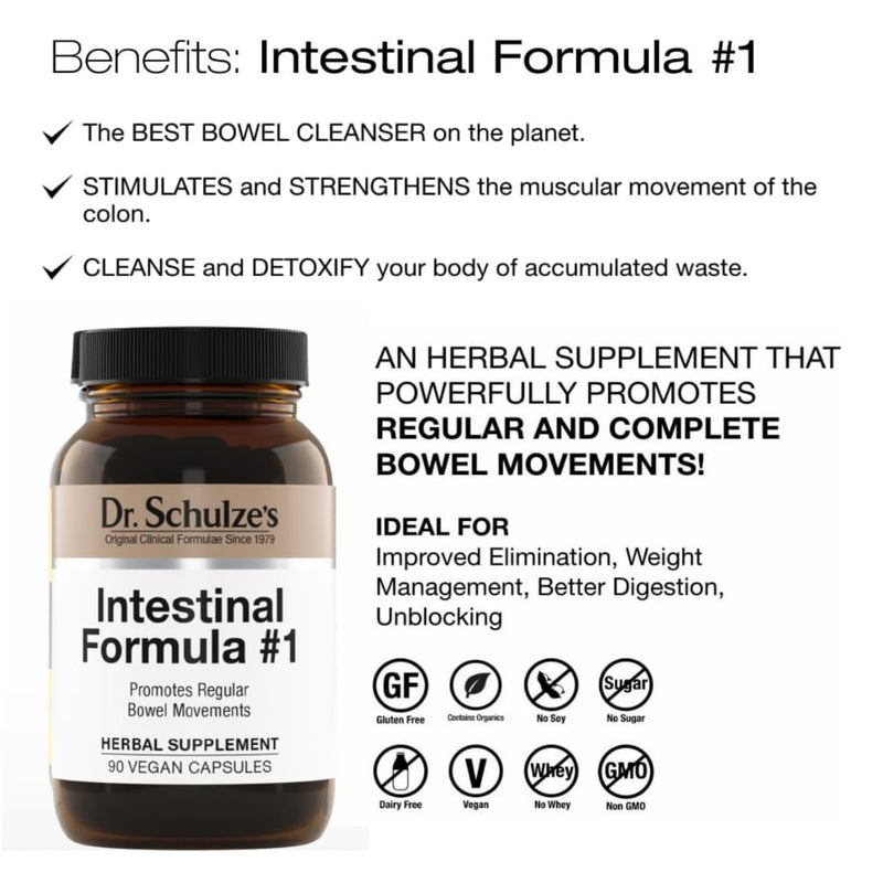 Dr. Schulze's Intestinal Formula #1 Colon Bowel Cleanse Laxative Capsules, 90 Count (90 Capsules) - Packaging May Vary 90 Count (Pack of 1) - BeesActive Australia