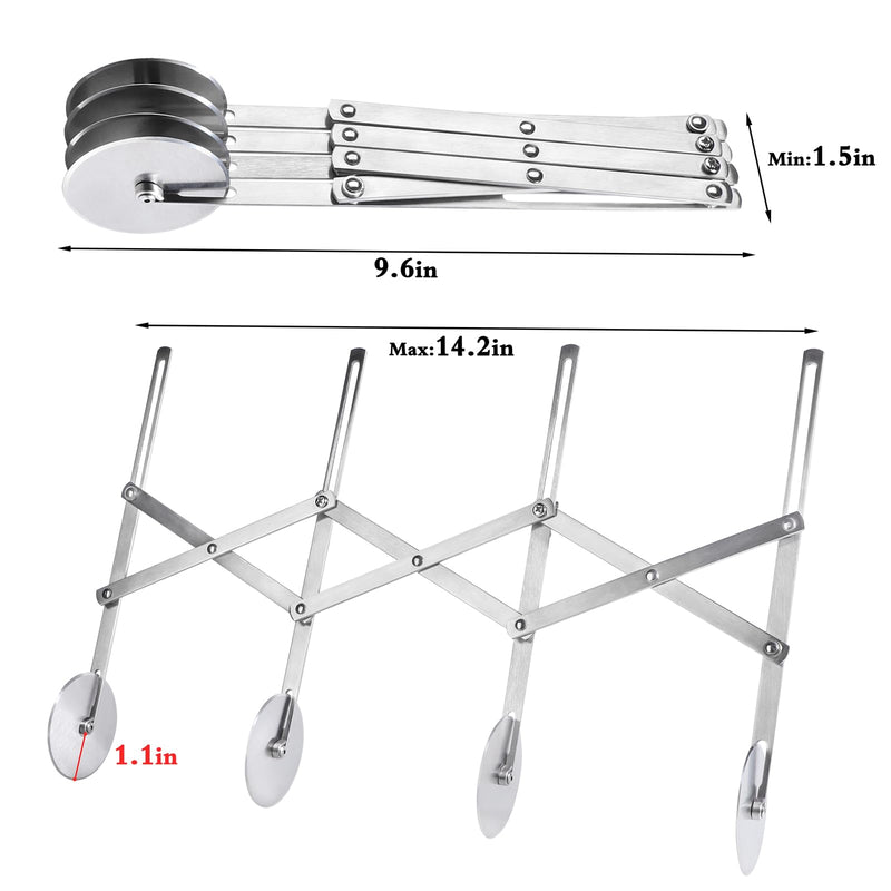 4 Wheel Pastry Cutter Set of 3 Stainless Steeel Dough Cutter with Pizza Spatula and Dough Bowl Scraper，Adjustable Pastry Cutter Wheel for Cutting Pasta Pizza Pastry Noodle (4 wheel) 4 wheel - BeesActive Australia