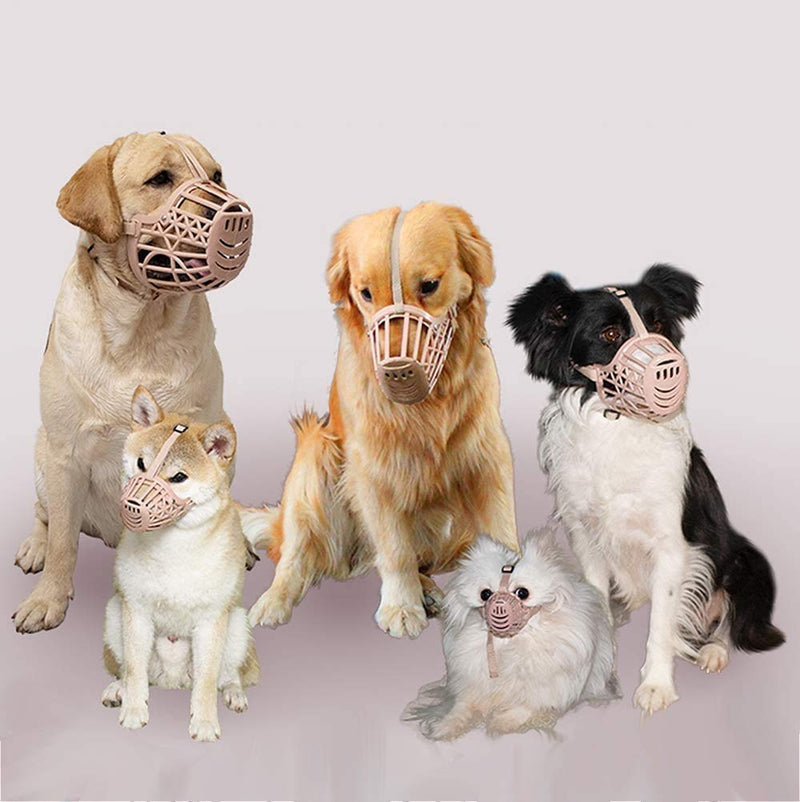 LUCKYPAW Dog Muzzle, Basket Cage Muzzle for Small, Medium, Large Dogs to Stop Licking, Biting and Chewing Size 2 - Snout - 8" - Poodle Beige - BeesActive Australia