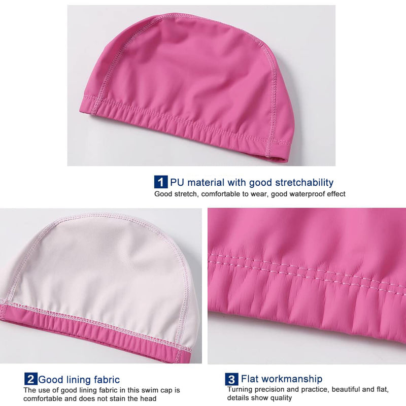 Snadulor 8 Pcs PU Waterproof Fabric Swimming Cap,PU Swim Cap,Shower Caps for Adult Men Women,Random Color. - BeesActive Australia