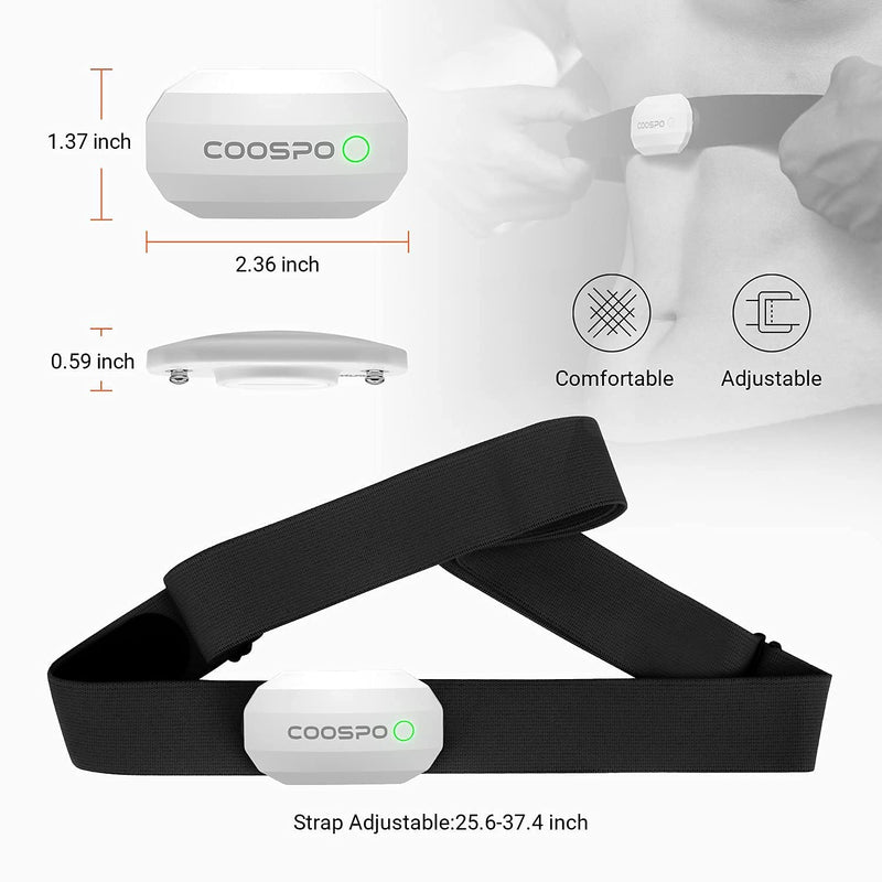 Coospo Heart Rate Monitor Bluetooth ANT+ Heart Rate Sensor IP67 Waterproof Compatible with Peloton, Zwift, Wahoo, Rouvy, Strava,Sports Watches White - BeesActive Australia