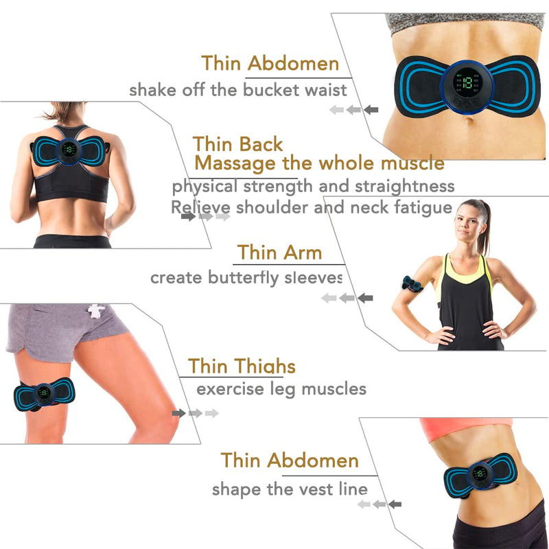 Mini EMS Muscle Stimulator, Mini Neck Massager Abs Trainer Abdominal Trainer, Massage Pads Massager Effective for Back Waist 2Pcs - BeesActive Australia