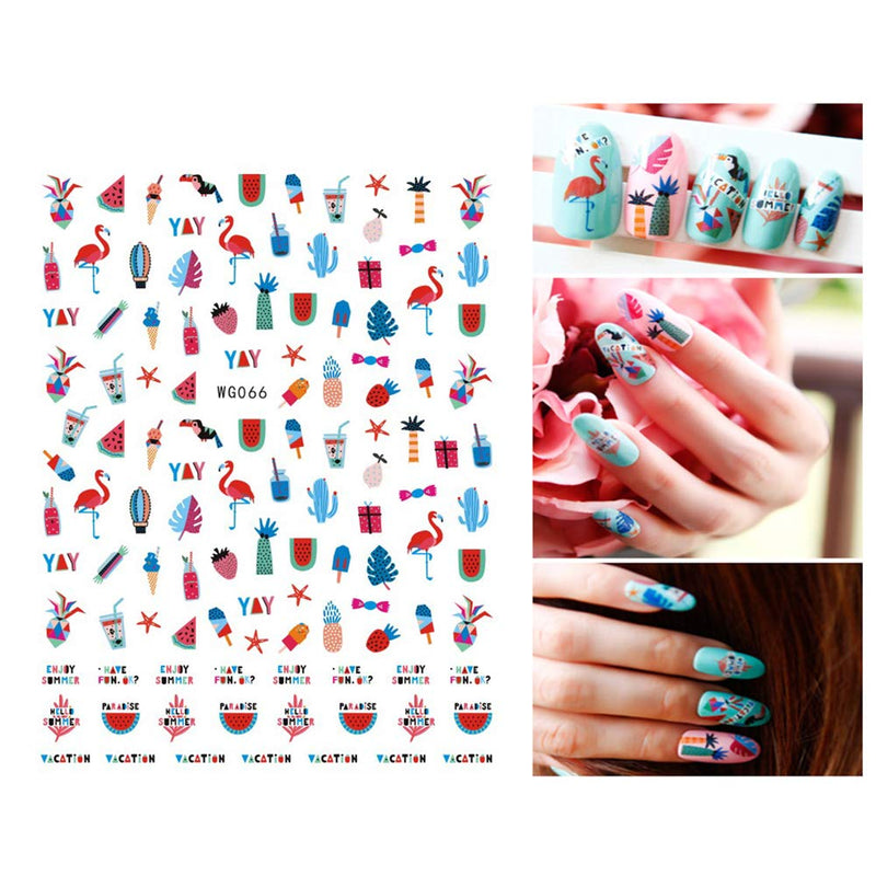 Flamingo Nail Art Stickers Decals Nail Art Supplies 3D Self-Adhesive Flamingo Leaves Nail Stickers Designs for Women Girls Manicure DIY Tip Nail Art Decorations Accessions - BeesActive Australia