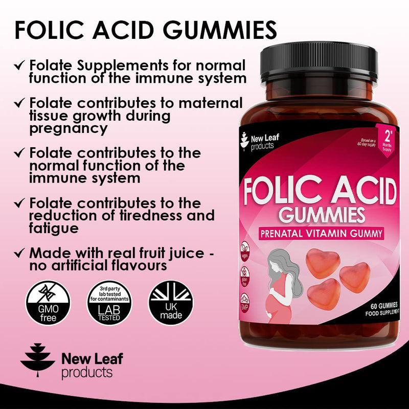 Folic Acid Pregnancy Gummies High Strength Folate Vitamins - Chewable Folic Acid Vegan Prenatal Vitamins for Women 400mcg, Vitamin B9 Prenatal Conception - Pregnancy Supplements, Real Fruit Juice Strawberry - BeesActive Australia