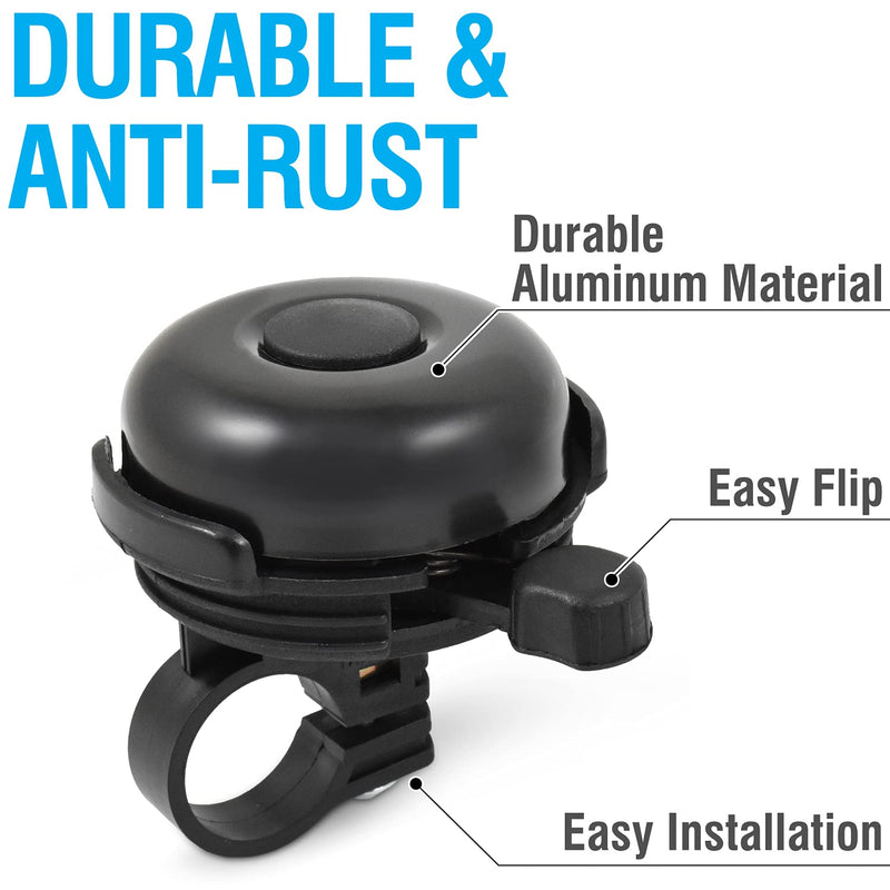 MARQUE Bike Bell for Adults & Kids – Nice, Loud, Crisp Ding Sound Bicycle Bell – Must Have Bicycle Accessories for Mountain MTB, Beach Cruisers, Commuter, Kids Bike – Easy to Install on Handlebar Classic Bell-Black - BeesActive Australia
