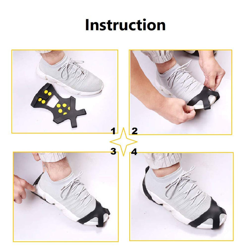Aerexier Ice Cleats Snow Grips - Anti-Slip Crampons Traction Cleats Ice & Snow Grippers 10 Steel Studs for Women Men Kids’ Shoes and Boots (Extra 10 Studs) Small [Women(5-7)/Men(3-5)] - BeesActive Australia
