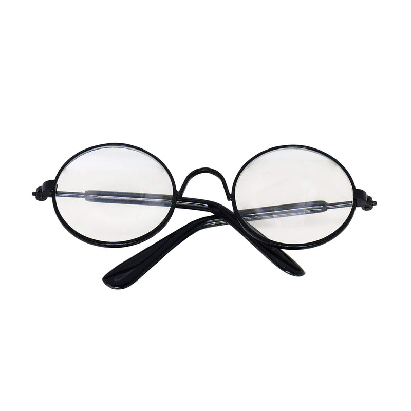 YAODHAOD Pet Sunglasses Classic Retro Circular Metal Prince Sunglasses Funny Cute Puppy Cat Teacher Bachelor Cosplay Glasses Pet Photos Props for Small Dog Cat Transparent - BeesActive Australia