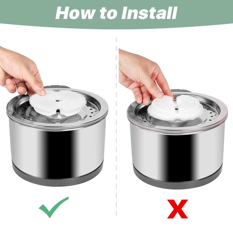 Cat Water Fountain Filters for 84oz/2.5L Stainless Steel Pet Fountain and 67oz/2.0L Plastic Cat Drinking Fountain, Pet Replacement Filters Set 8 Filters - BeesActive Australia