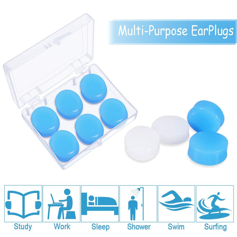 [AUSTRALIA] - Heqishun 24 Pairs Soft Silicone Ear Plugs Putty Ear Plugs for Sleeping Swimming earplugs for Kids Adults, Transparent + Blue 