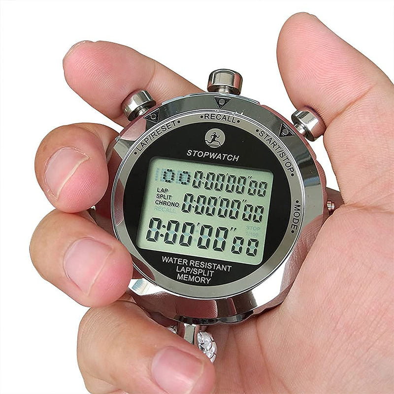 JUNSD Digital Stopwatch, Metal Stop Watch 10 Lap Memory Stopwatch Timer, Water Resistant Stopwatch for Sports, Competitions, Games - BeesActive Australia