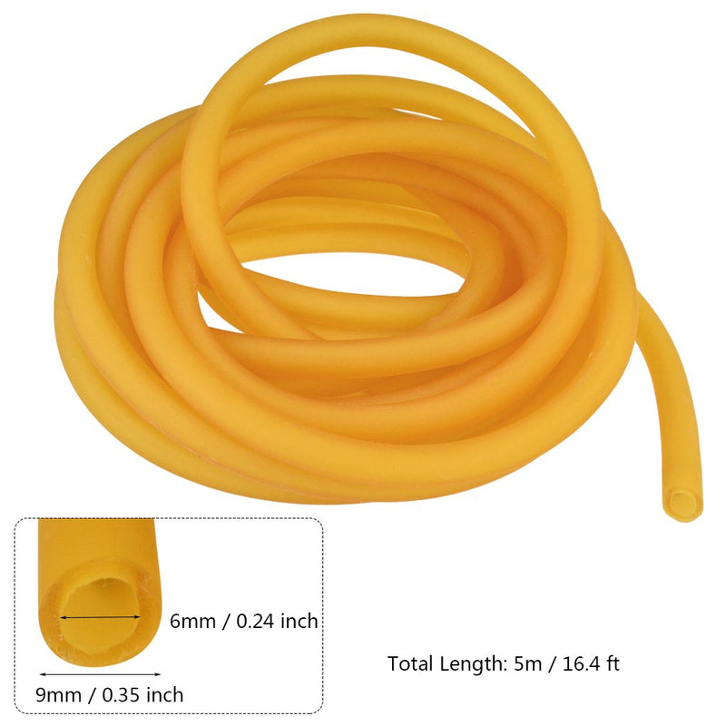 [AUSTRALIA] - Nydotd Natural Latex Rubber Band, 16.4ft / 5m, 6x9mm Rubber Tube Tubing for Slingshot Catapult Elastic Parts Rocket Outdoor Hunting, Yellow 