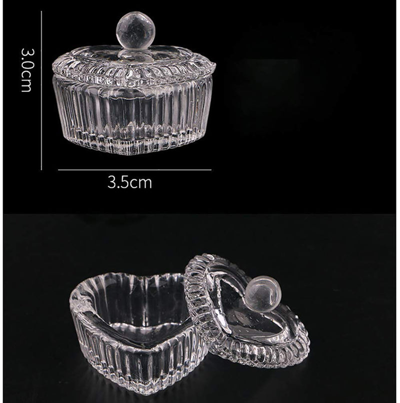 GSHLLO 2 Pcs Nail Art Glass Acrylic Dappen Dish Liquid Powder Crystal Cup Glassware Tools with Lid B - BeesActive Australia