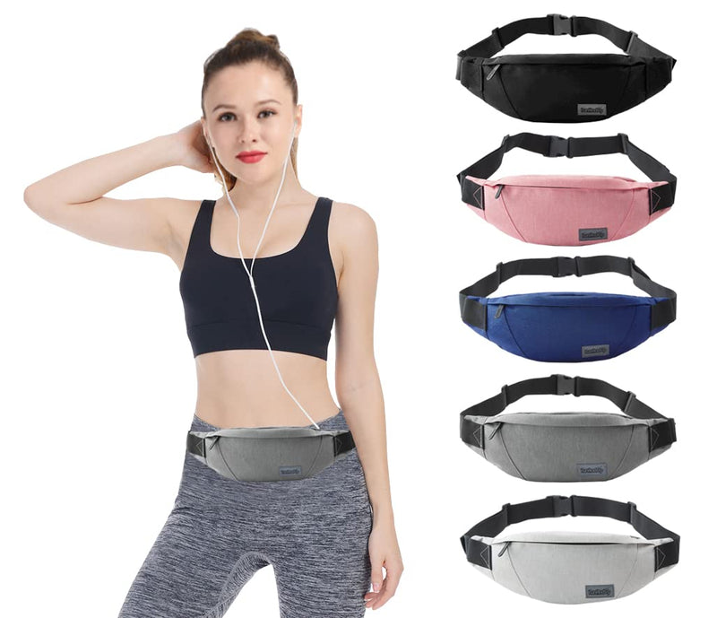 Mens Fanny Packs for Women Fashionable Waterproof Crossbody Plus Size Waist Pack Phone Bag Wallets Purse (Dark Gray) Large-Dark Gray(3 Zipper Pockets) - BeesActive Australia