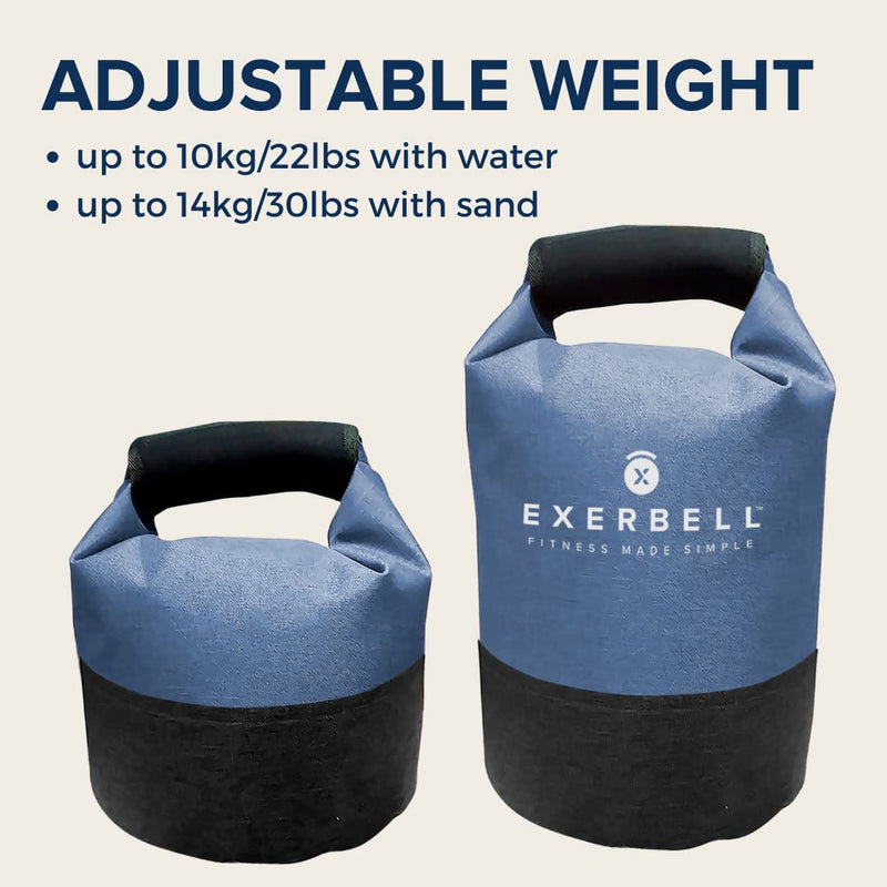 Exerbell Workout Weights – Foldable and Adjustable Kettlebell – Water- and sandbag Kettlebell – Kettle Bell Strength Training Equipment Kettle Ball kettleball kettel Bell blue - BeesActive Australia