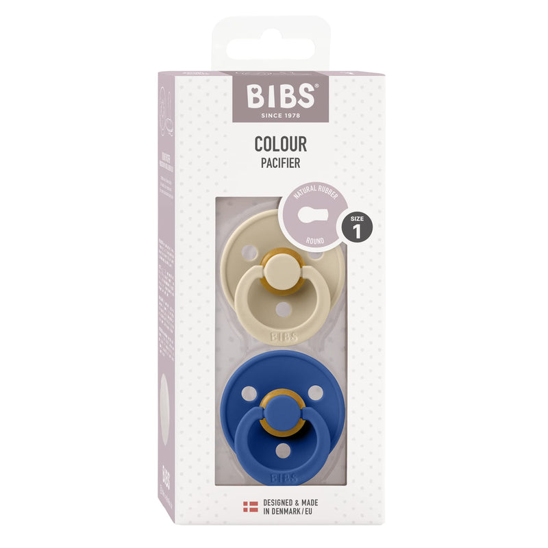 BIBS Pacifiers 0-6 Months | 2-Pack Soothers | BPA-Free Round Nipple | Made in Denmark | Vanilla/Cornflower Colour Pacifier - BeesActive Australia