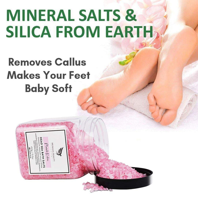 Bath Salts Muscle Soak - Made in UK (450g) Natural Dead Sea Salts for Women, Men, Girls and Kids. Luxury Detox with Essential Oils Muscle Relax - BeesActive Australia