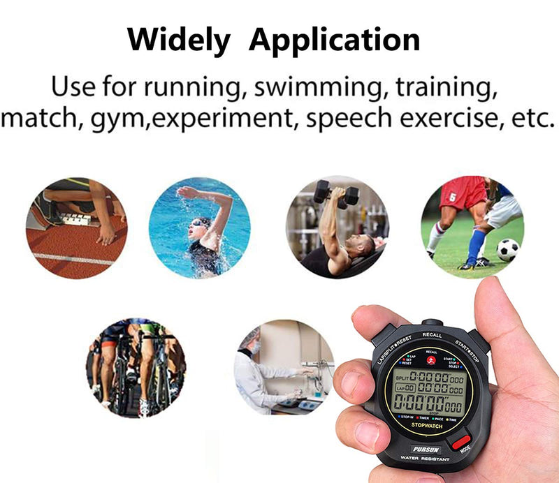 Sport Stopwatch Timer with 100X2laps Split Memory/0.001second Timing,Professional Recall Stop Watch Large Display Alarm Clock Multifunctional for Coach Referee Swimming Running Marathon Competition - BeesActive Australia