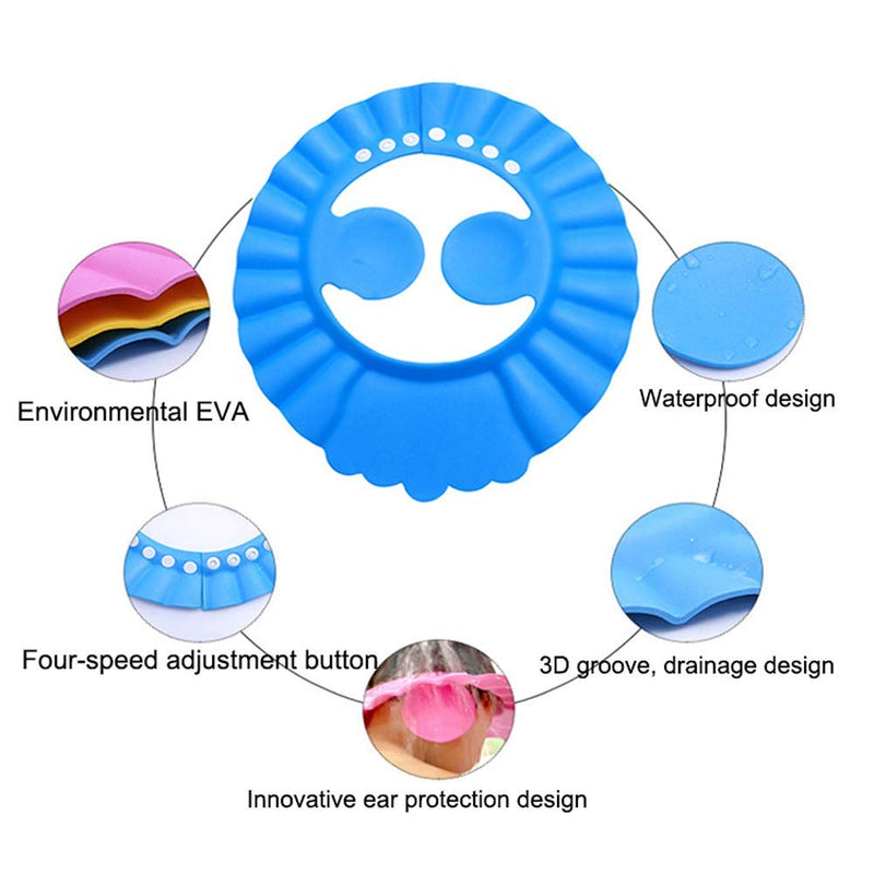 Baby Shower Cap,3Pcs Adjustable Baby Shampoo Cap Waterproof Bath Cap for Baby Kids (Pink, Blue, Yellow) - BeesActive Australia