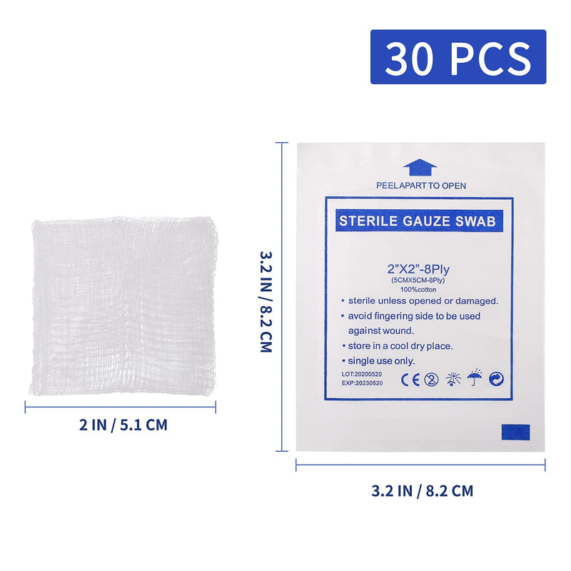 Exceart 30pcs Medical Gauze Pads Non Woven Gauze Sponge Non Stick Gauze Wipe Pads Wound Care Dressing Pads - BeesActive Australia
