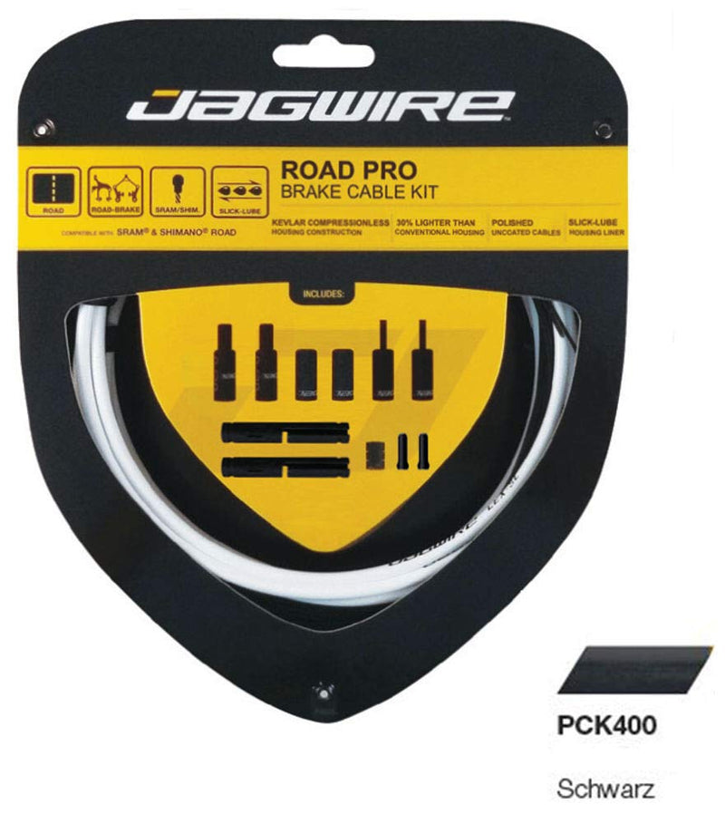 Jagwire - Road Pro Brake DIY Cable Kit | for Road Brake Caliper Bikes | Polished Stainless Bicycle Cables, SRAM and Shimano Compatible, 10 Color Options Black - BeesActive Australia