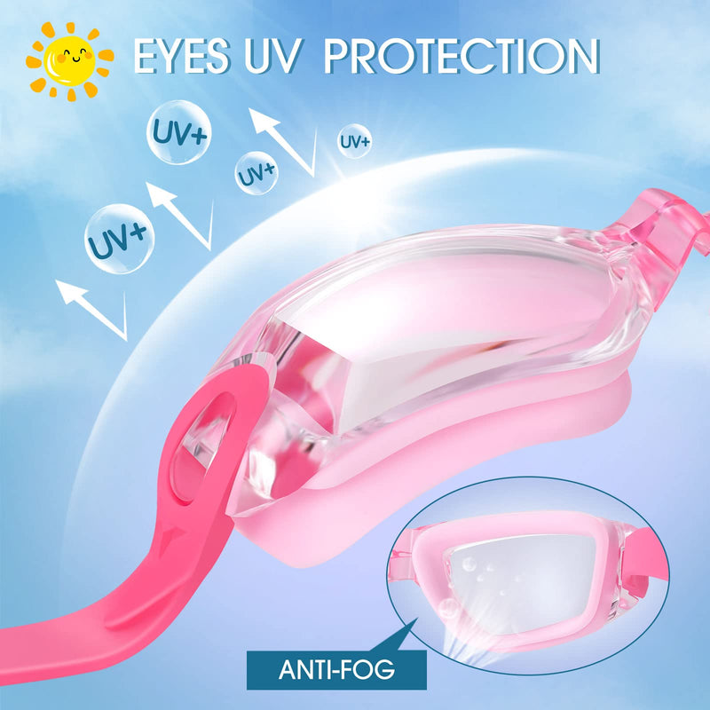 Vatefery Kids Swim Goggles 2 Packs Swimming goggles for kids Ages 6-14 Children Girls and Boys A.pink&purple - BeesActive Australia