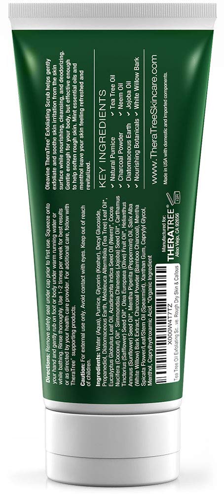 Tea Tree Oil Exfoliating Scrub with Bamboo Charcoal, Neem Oil & Natural Pumice by Oleavine TheraTree - BeesActive Australia