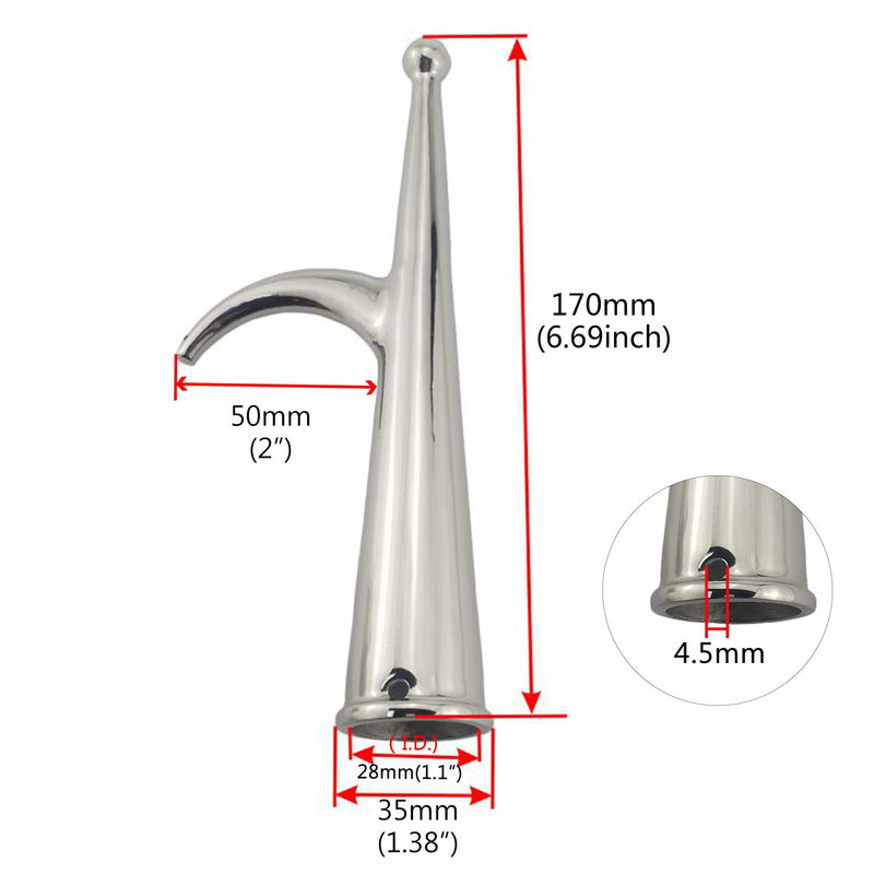 [AUSTRALIA] - keehui 316SS Marine Grade Raft Boat Hook Head End Lifeboat Yacht Sailing Dock Anchor Hardware Accessories Length 170mm/188mm INTER DIA:1.1INCH(28MM) 
