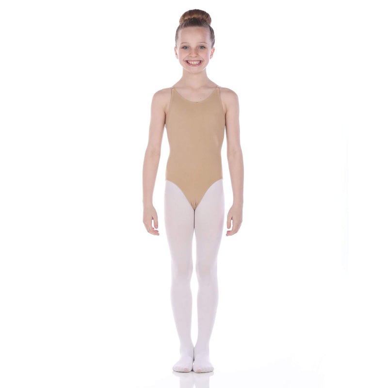 [AUSTRALIA] - Danzcue Girls Nude Seamless Undergarment Camisole Leotard with Adjustable Straps Large / X-Large 