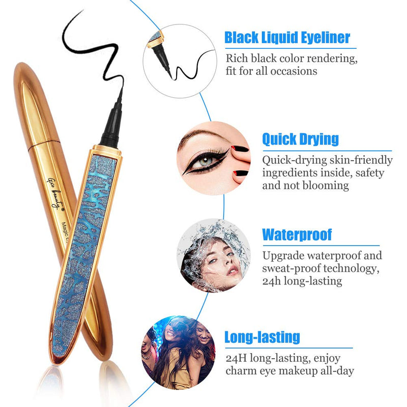Professional Liquid Magic Eyeliner Pen, Black Waterproof Eye Liner For False Lashes Use, No Magnetic Light Glue Eyeliners Blue Eyeliner - BeesActive Australia