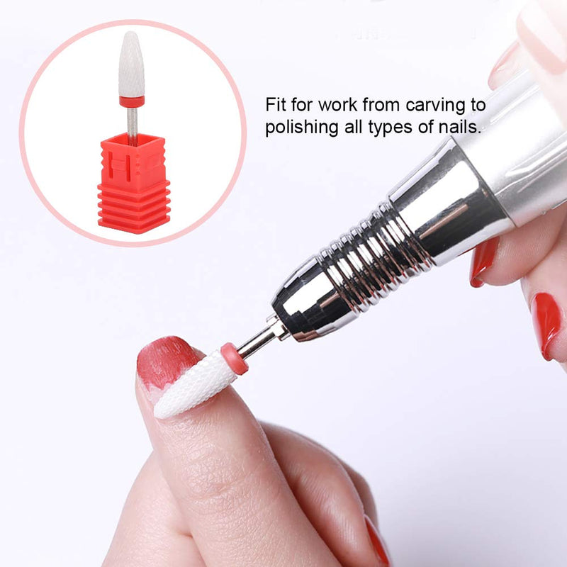 Ceramic Nail Drill Bit Corn-Head-Shape Professional Grinding Head for Nail Polishing(Red) Red - BeesActive Australia
