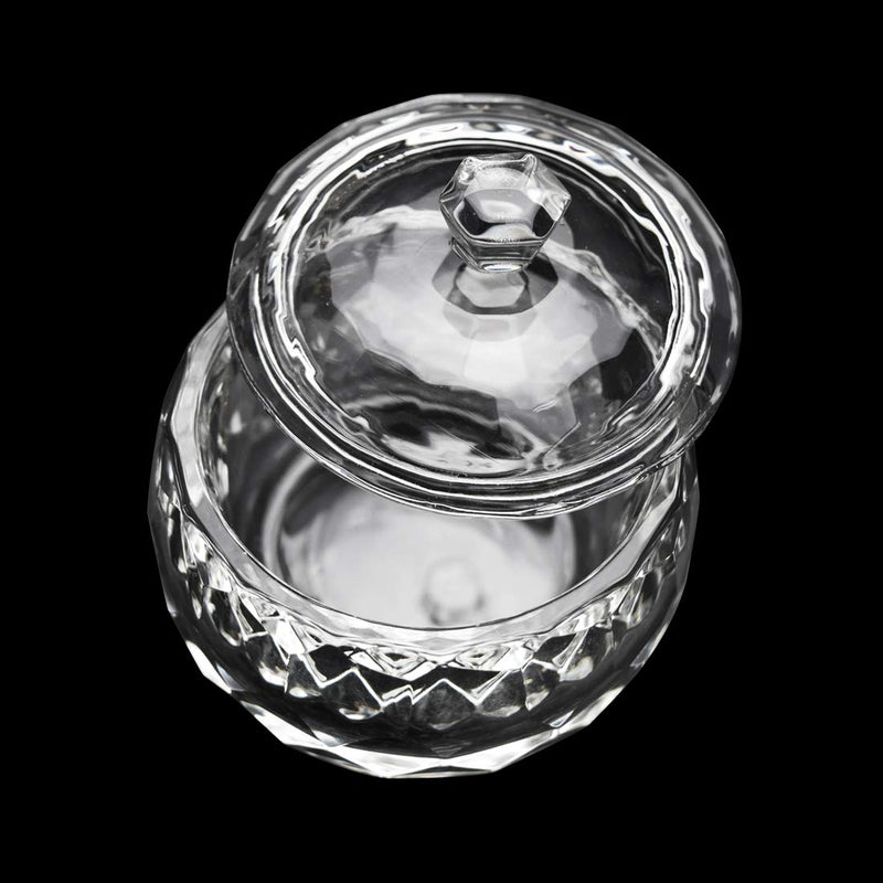 Round Crystal Clear Acrylic Liquid Powder Glass Dappen Dish Glass Cup w Cap Lid Bowl for Acrylic Nail Art Transparent Kit, HJ-NAPB013 Large Round Cup - BeesActive Australia