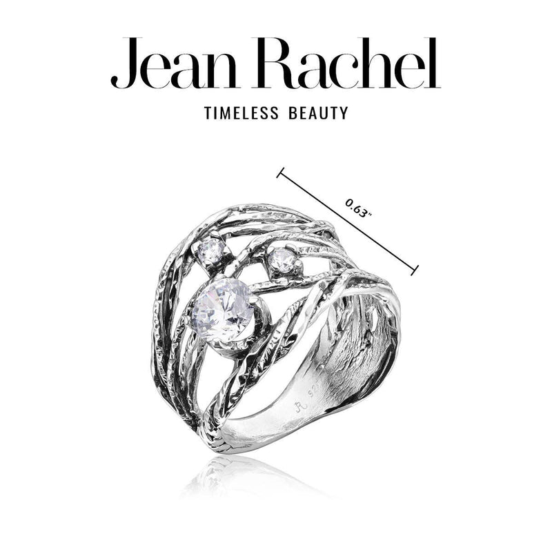 JEAN RACHEL JEWELRY 925 Sterling Silver Ring With a White Round Clear Cubic Zirconia CZ Prong, Hypoallergenic, Nickel and Lead-free, Artisan Handcrafted Designer Collection, Made in Israel 9 - BeesActive Australia