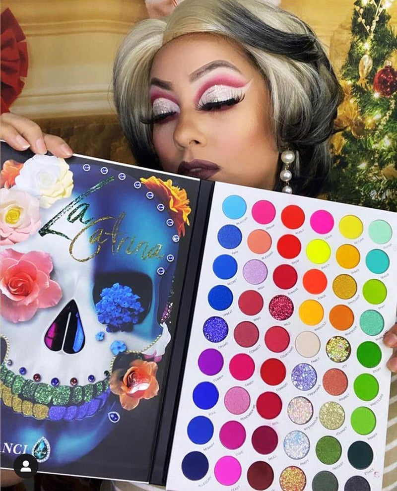La Catrina Makeup Pallet Colorful Eyeshadow Palette 54 Color,Afflano Large High Pigmented Rainbow Eye Shadow Matte Shimmer Glitter,Bright Neon Aurora Glow Color for Women Girl Halloween Christmas Gift - BeesActive Australia