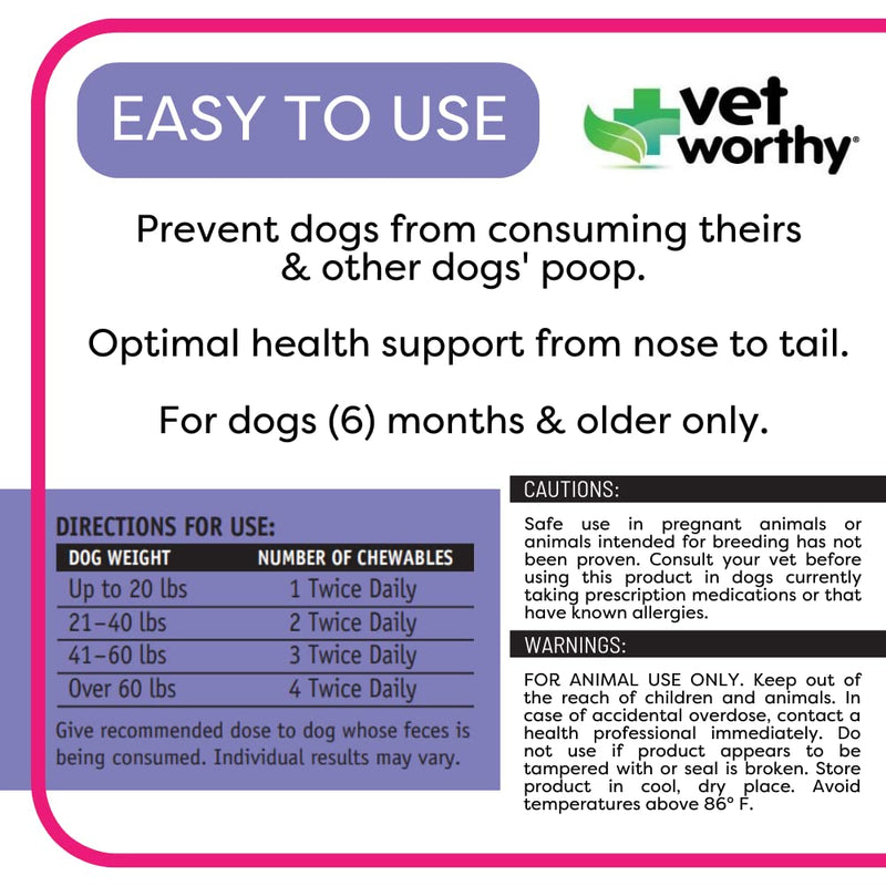 Vet Worthy Stop Stool Ingestion Coprophagia Dogs Supplement to