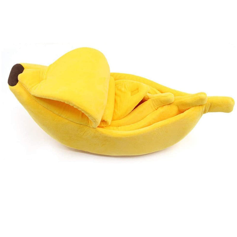 SEIS Winter Cat Banana Bed Dog House Warm Boat Pet Sleep Nest Cotton Cushion Coral Fleece Dog Pad Cat Mat Medium - BeesActive Australia