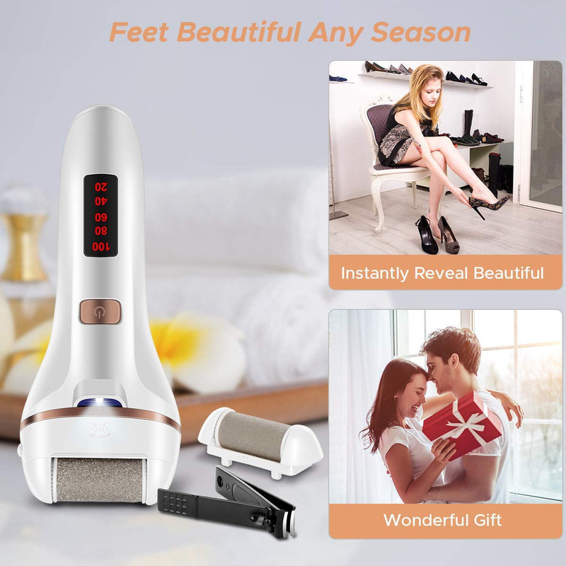 Electric Callus Remover,Callus Remover for Feet Rechargeable Electronic Foot File Foot Spa Pedicure Tool Foot Callous Remover Kit for Dead,Hard Cracked Dry Skin,with 3 Rollers and Nail Clipper - BeesActive Australia