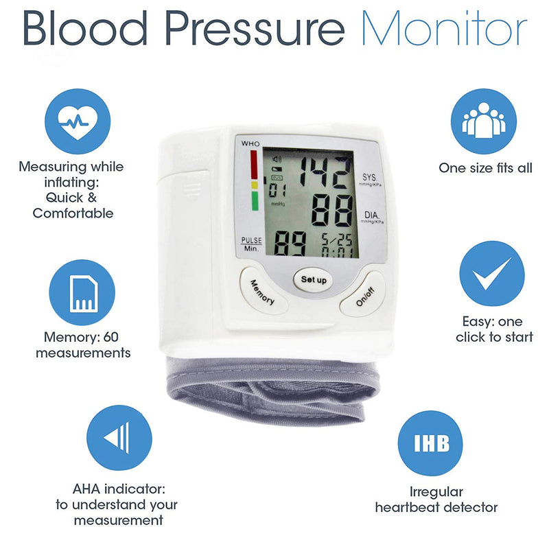 SOONHUA Blood Pressure Monitor, Automatic Digital Wrist Blood Pressure Monitor BP Cuff Machine Home Test Device for Home Use - BeesActive Australia