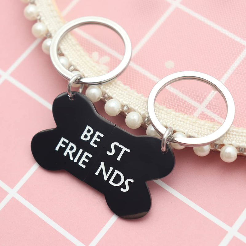 Eilygen Best Friends Bone Dog Tag Keychain Set Dog Friends Collar Tag Puppy Owner Lover Gifts Dog Gifts Best Friends Black - BeesActive Australia