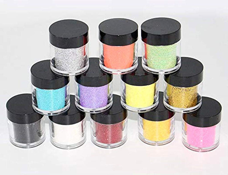 XICHEN 12 Rainbow Color Glitter Powder Dust Nail Art glitter powder Tips decoration Jumbo Size - BeesActive Australia