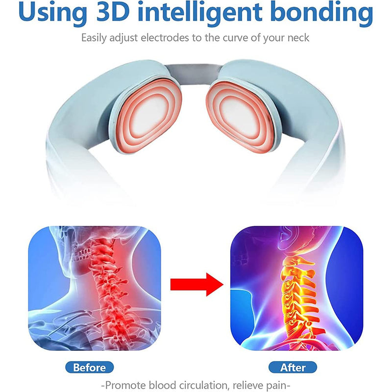 Neck Massager, Electric Neck Massager, Snap-On Neck Massager for Neck Pain Relief, Intelligent Deep Tissue Cordless Pulse Neck Massager, Smart Portable Massager for Home Office Car Outdoor - BeesActive Australia