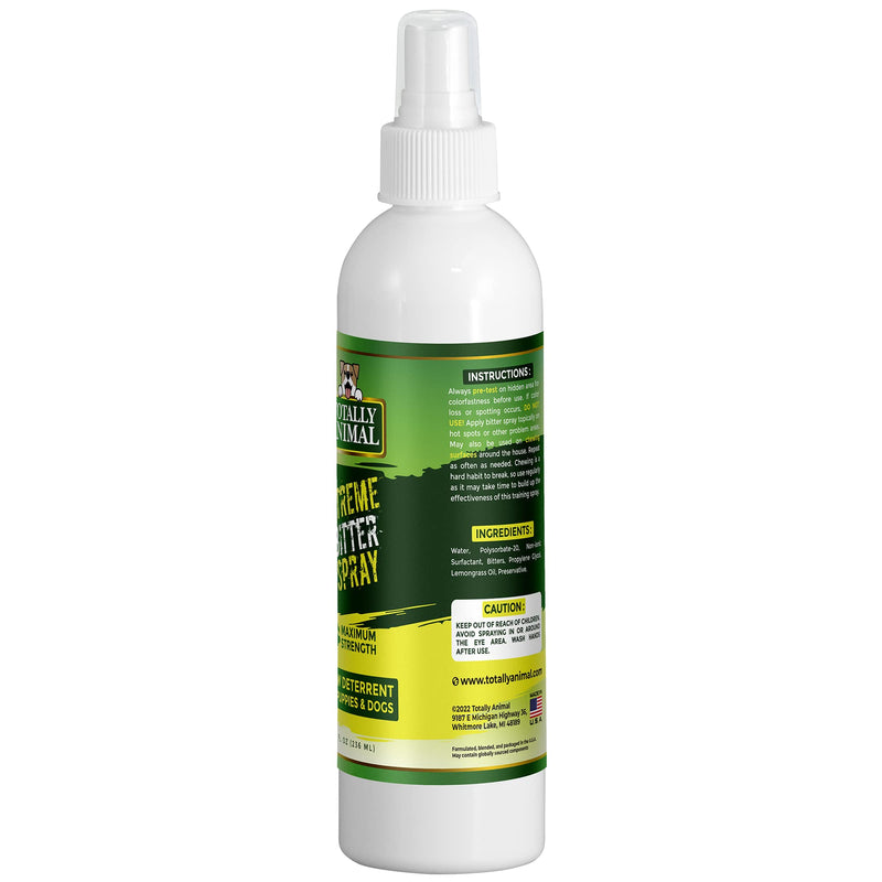 Totally Animal Xtreme Bitter Spray Chew Deterrent for Dogs and Puppies | Maximum Strength Alcohol-Free Bitter Apple Alternative | Made in USA - 8 oz - BeesActive Australia