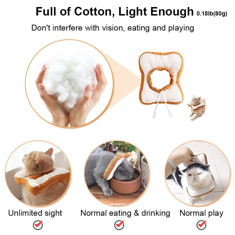 Amakunft Adjustable Cat Cone Collar Soft, Cat Recovery Collar, Cute E Collar for Cats After Surgery, Cat Neck Cones to Stop Licking for Cat/ Kitten/ Small Dog Toast - BeesActive Australia