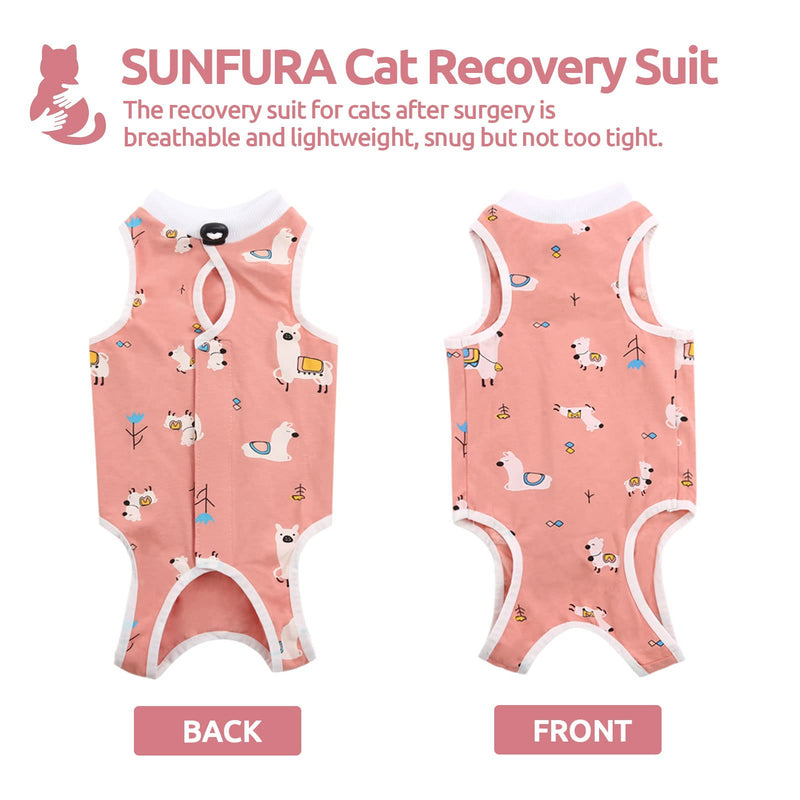 SUNFURA Cat Recovery Suit, Kitten Surgical Full Bodysuit for Abdominal Wound Protector Anti Licking After Surgery, Professional Bandages Cone E-Collar Alternative for Small Male & Female Pets S Sheep - BeesActive Australia