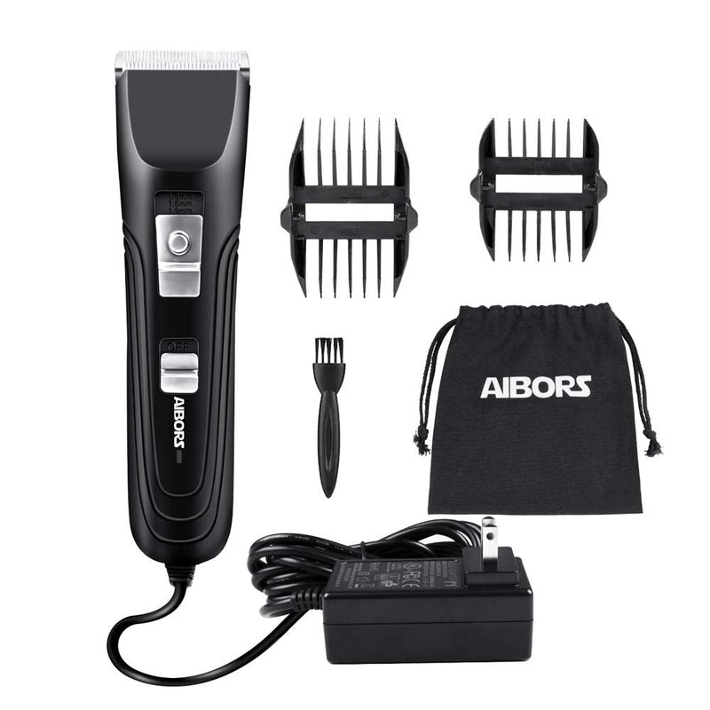 AIBORS Dog Clippers Shaver 12V High Power for Thick Heavy Coats Quiet Plug-in Pet Electric Professional Hair Grooming Clippers kit with Guard Combs Brush for Dogs Cats and Other Animals Dark - BeesActive Australia