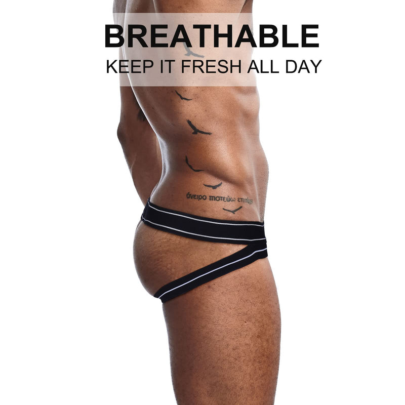 SKYSPER Mens Jockstrap Underwear Jock Straps Male Athletic Supporters for Men Sg29-black Large - BeesActive Australia