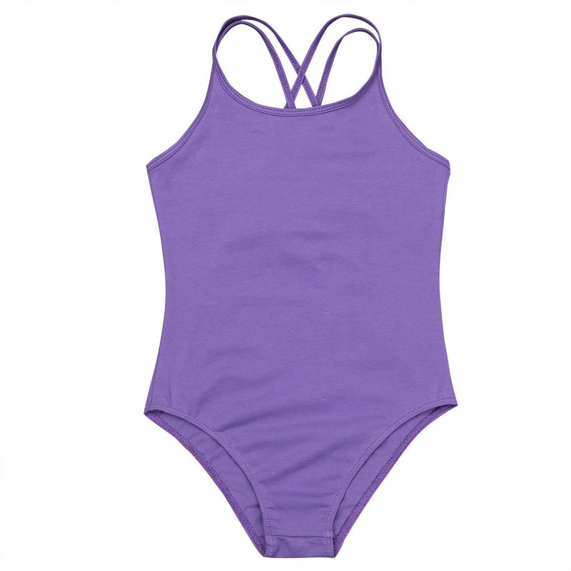 winying Kids Girls Cotton Strappy Criss Cross Back Athletic Sports Gymnastics Leotard Ballet Dance Jumpsuit Purple 7-8 - BeesActive Australia