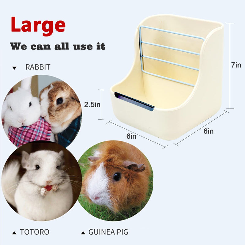 HERCOCCI Rabbit Hay Food Bin Feeder and Bunny Water Bottle Set, Hay Food Feeder Bowls Manger Rack with 500ml Hanging Water Dispenser Prevent Knock Over for Rabbit Guinea Pig Chinchilla Large WHITE - BeesActive Australia
