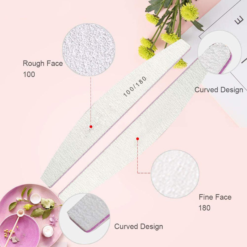 Nail Files Nail Buffer Fingernail File Emery Board 100 180 Grit Double Sided Bulk Salon Best Large Pack Professional Set Nail Boards Kit Quality Long Natural Lot Manicure Pedicure Beauty Tool Women Nail Files Emery Board 100 180 - BeesActive Australia