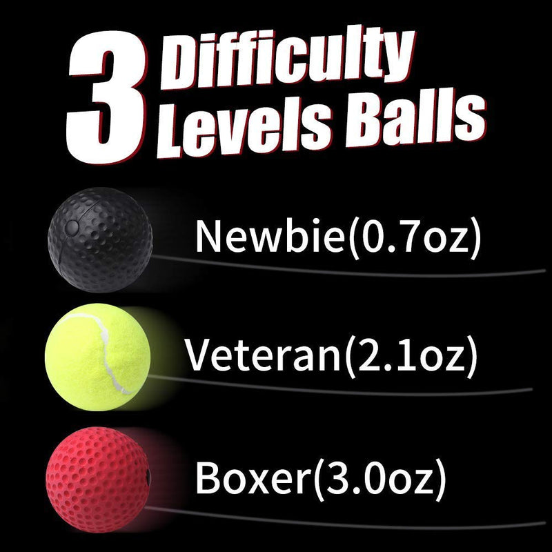 Boxing Reflex Ball 3 Difficulty Level Boxing Ball with Headband Suit for Reaction, Agility, Punching Speed, Fight Skill and Hand Eye Coordination Training for Kids and Adults 3 balls - BeesActive Australia